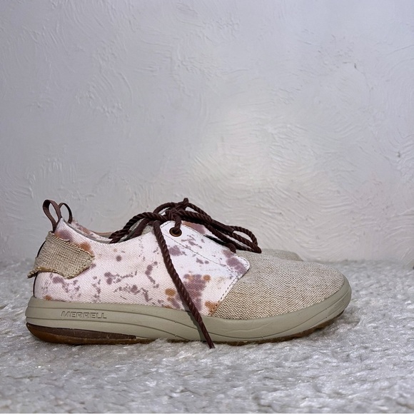 Merrell Gridway Cotton Canvas Sneakers Lace-Up Shoes Women's Size 7.5 Beige - Picture 2 of 8
